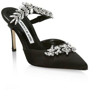 Black Manolo Blahnik Lurum Shoes - Satin